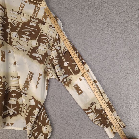 Marquis Shirt Mens XL Brown Beige White Button Down Retro Designer - Picture 15 of 15